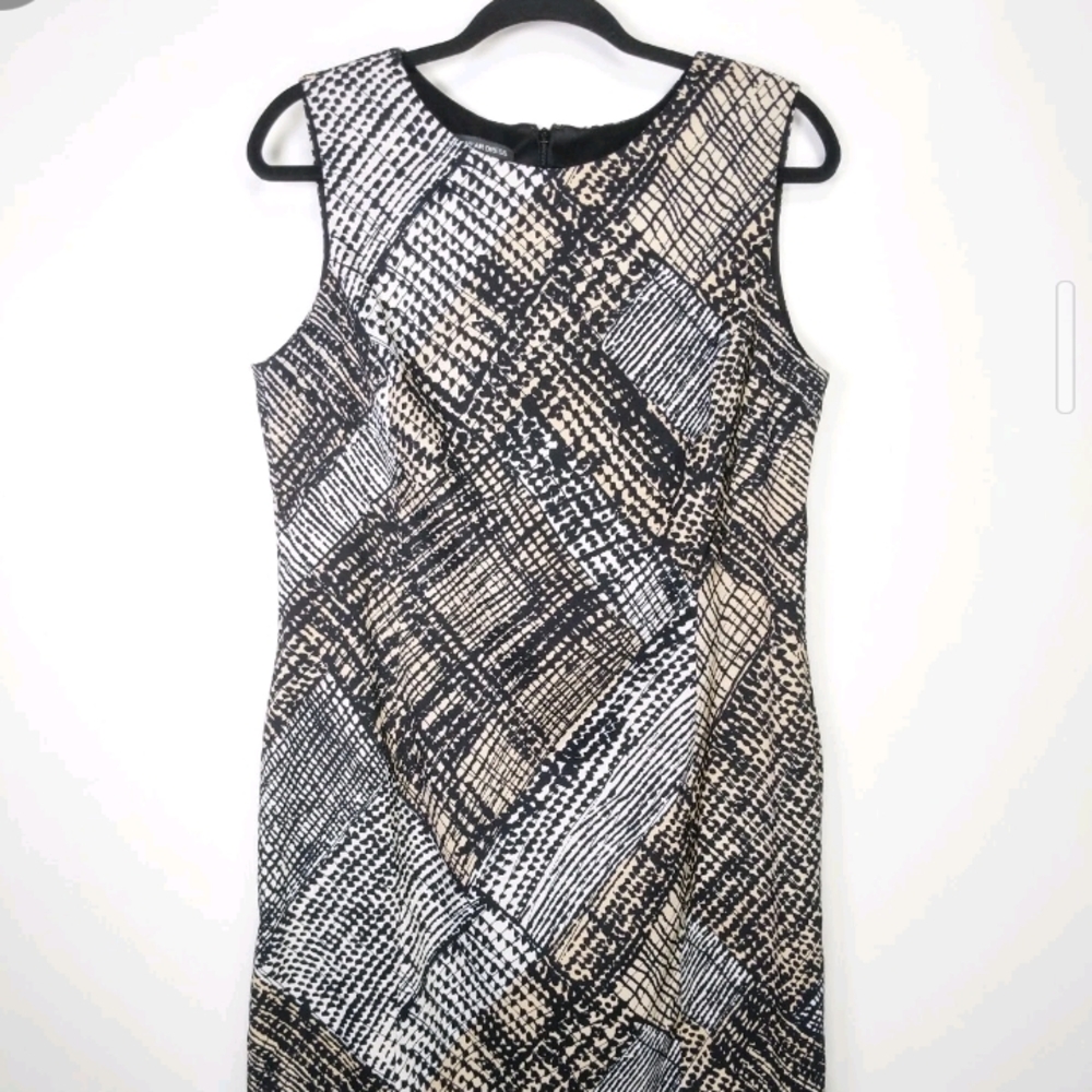 Jones Wear Monochrome Patterned Dress EUC